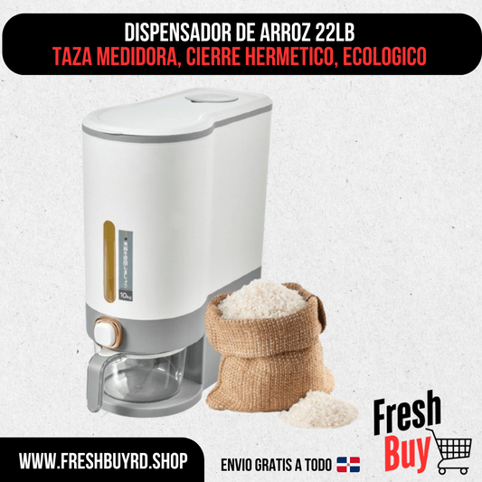 🍚 DISPENSADOR DE ARROZ 22LB – ¡COCINA ORGANIZADA Y TU ARROZ FRESCO! 📦